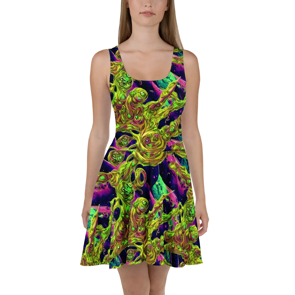 Neon Moonfall on Skater Dress — Front