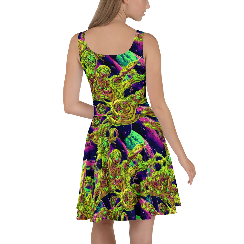Neon Moonfall on Skater Dress — Back