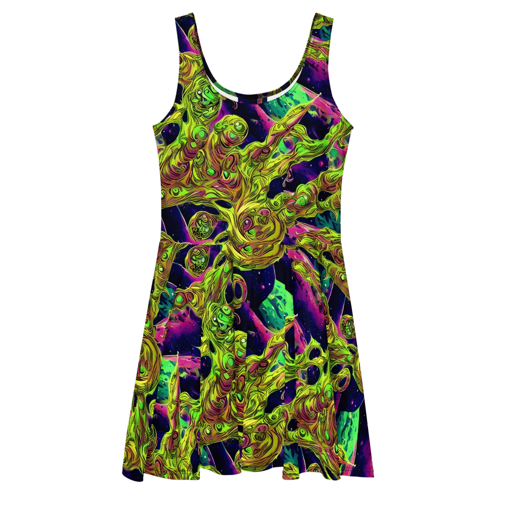 Neon Moonfall on Skater Dress — Front
