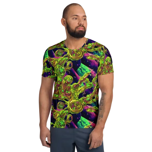 Neon Moonfall on a Men's Athletic T-Shirt