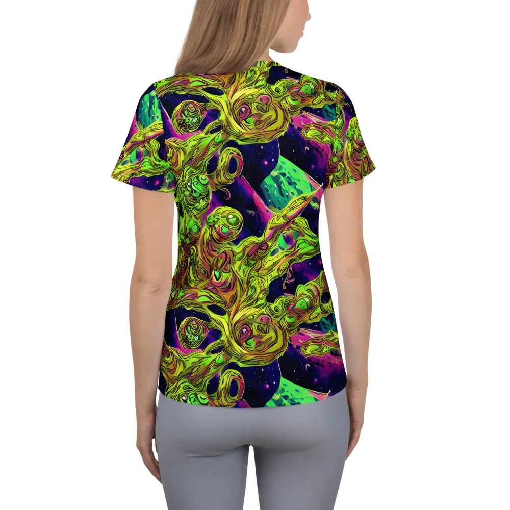 Neon Moonfall on Women's Athletic T-Shirt — Back