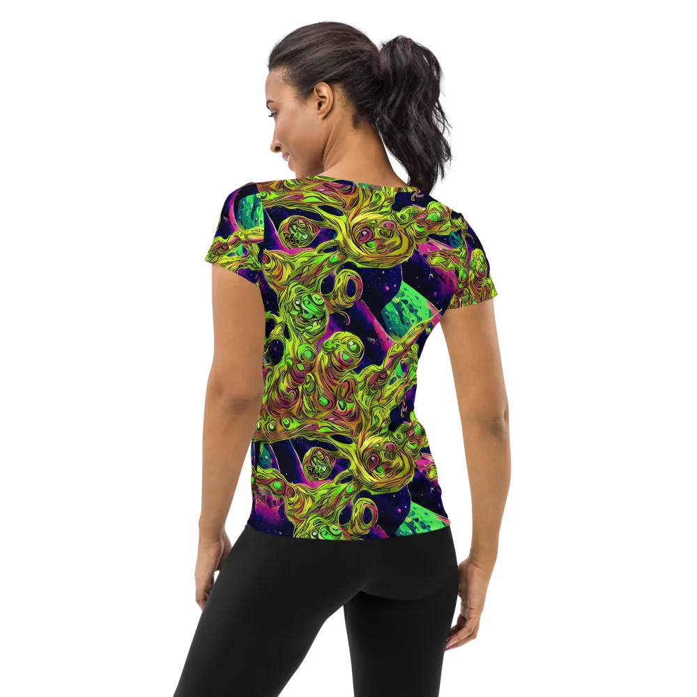 Neon Moonfall on Women's Athletic T-Shirt — Back
