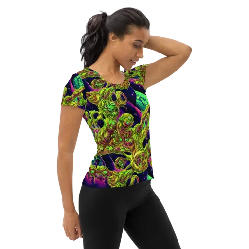 Neon Moonfall on a Women's Athletic T-Shirt