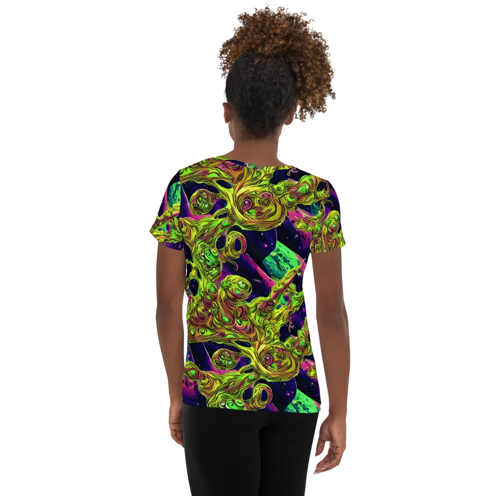 Neon Moonfall on Women's Athletic T-Shirt — Back