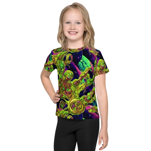 Neon Moonfall on a Kids Crew Neck T-Shirt