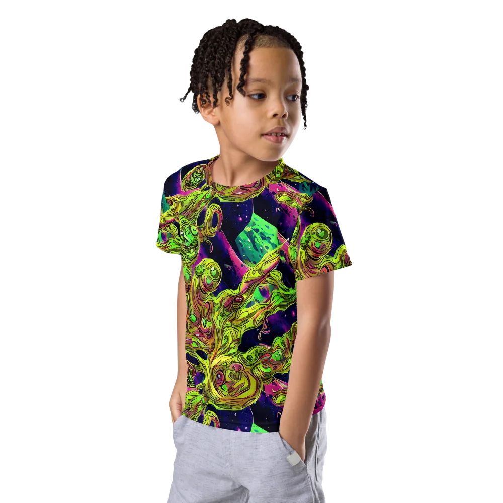 Neon Moonfall on Kids Crew Neck T-Shirt — Left Front