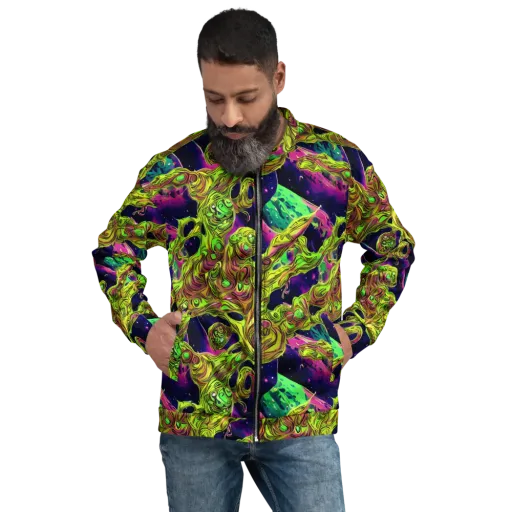 Neon Moonfall on a Bomber Jacket