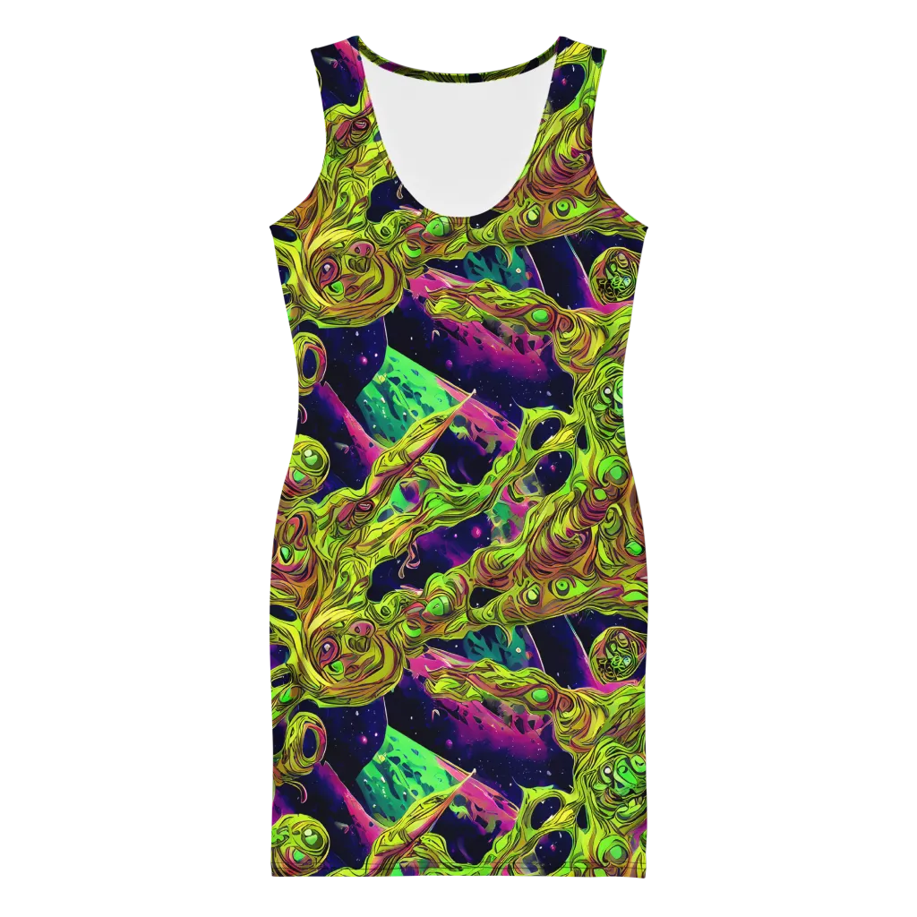 Neon Moonfall on Bodycon Dress — Front
