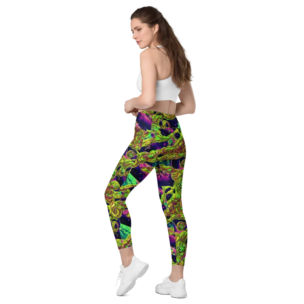 Neon Moonfall on Leggings with Pockets — Left Back