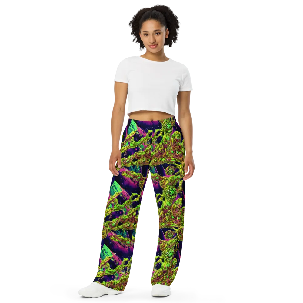Neon Moonfall on Wide-Leg Pants — Front