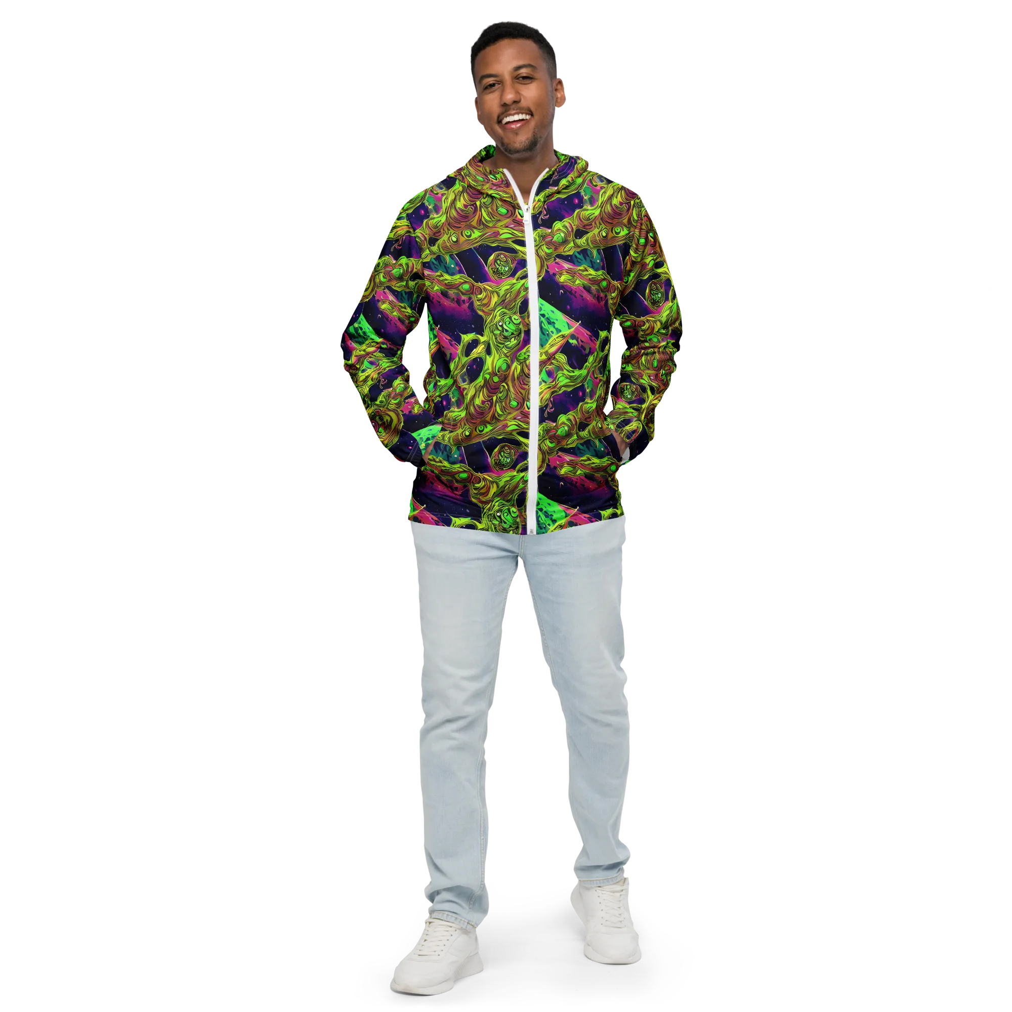 Neon Moonfall on Men's Windbreaker — Front