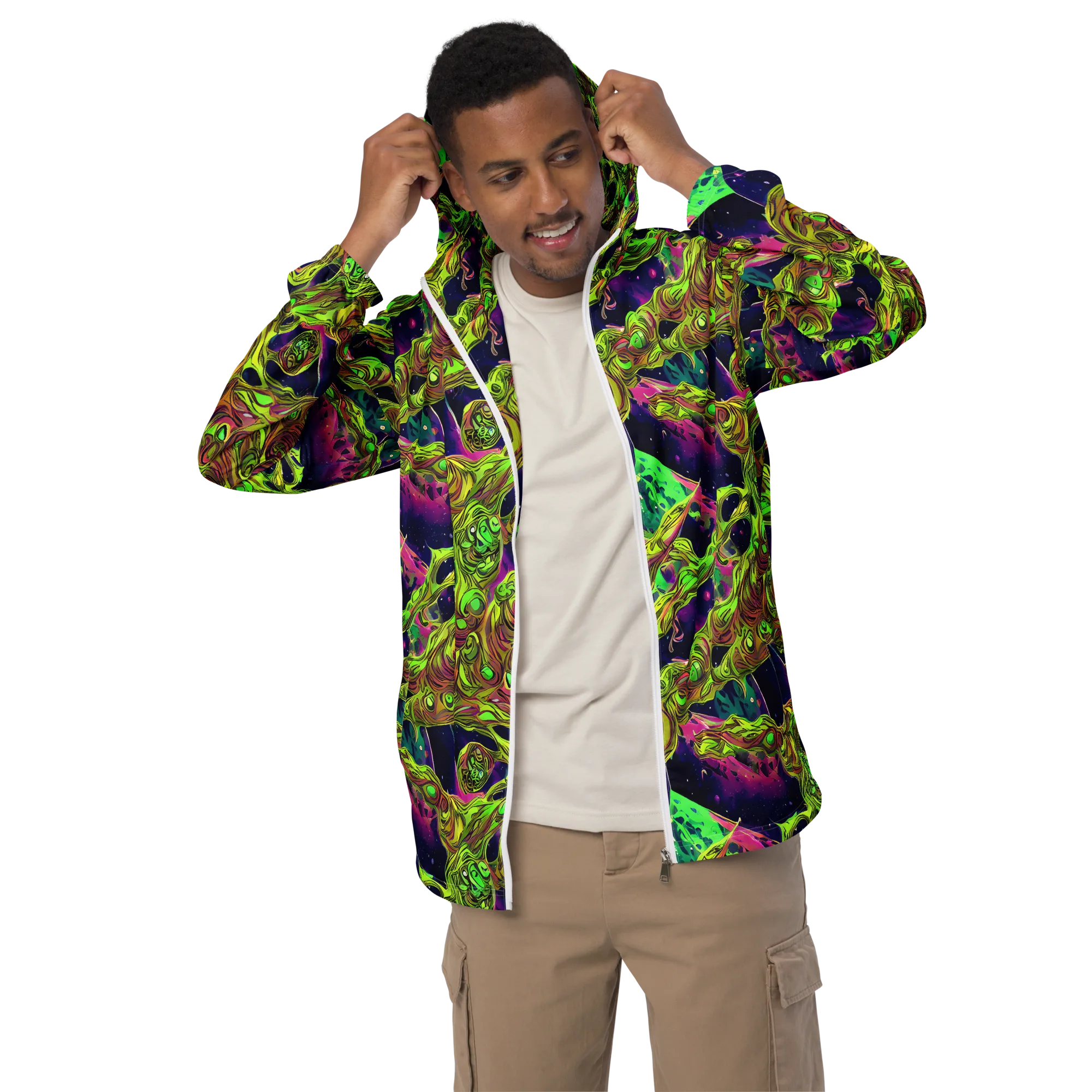 Neon Moonfall on Men's Windbreaker — Front