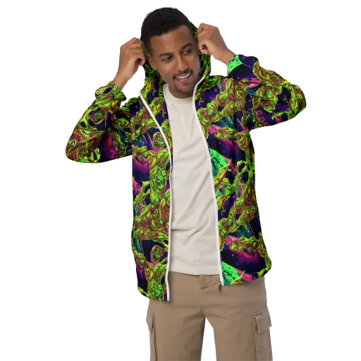 Neon Moonfall on a Men's Windbreaker