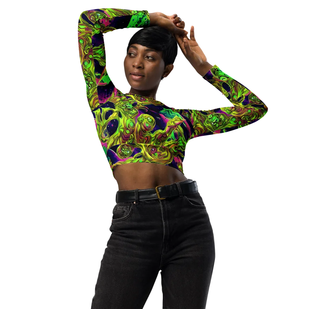 Neon Moonfall on Long Sleeve Crop Top — Front