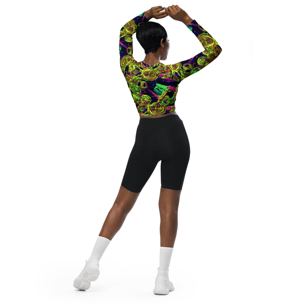 Neon Moonfall on Long Sleeve Crop Top — Back