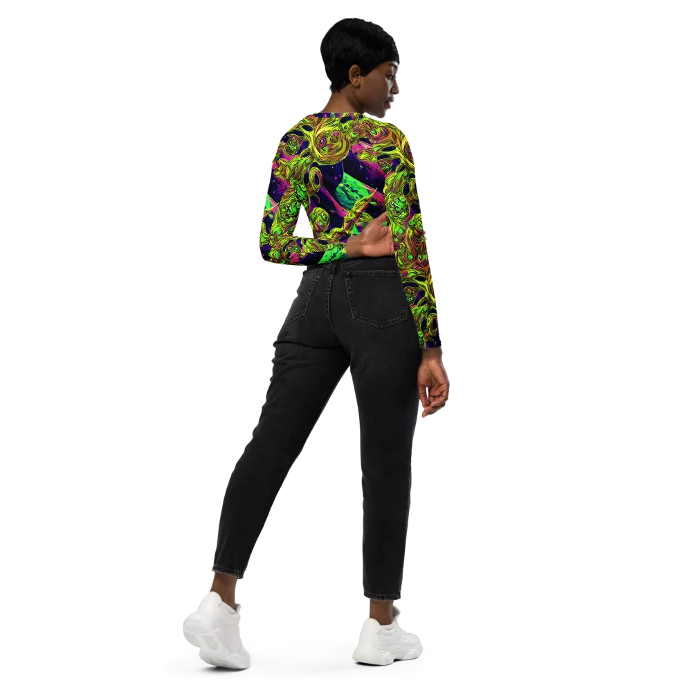 Neon Moonfall on Long Sleeve Crop Top — Right Back