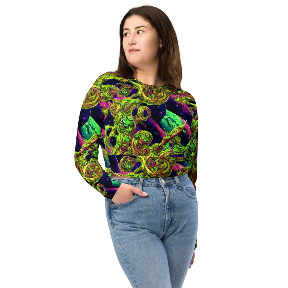 Neon Moonfall on Long Sleeve Crop Top — Front