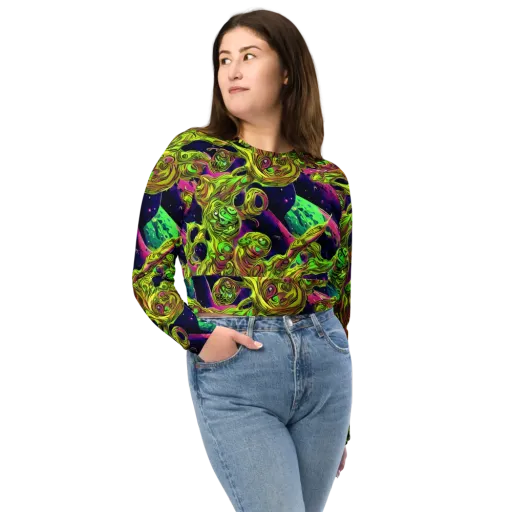 Neon Moonfall on a Long Sleeve Crop Top