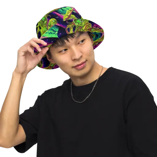 Neon Moonfall on a Reversible Bucket Hat