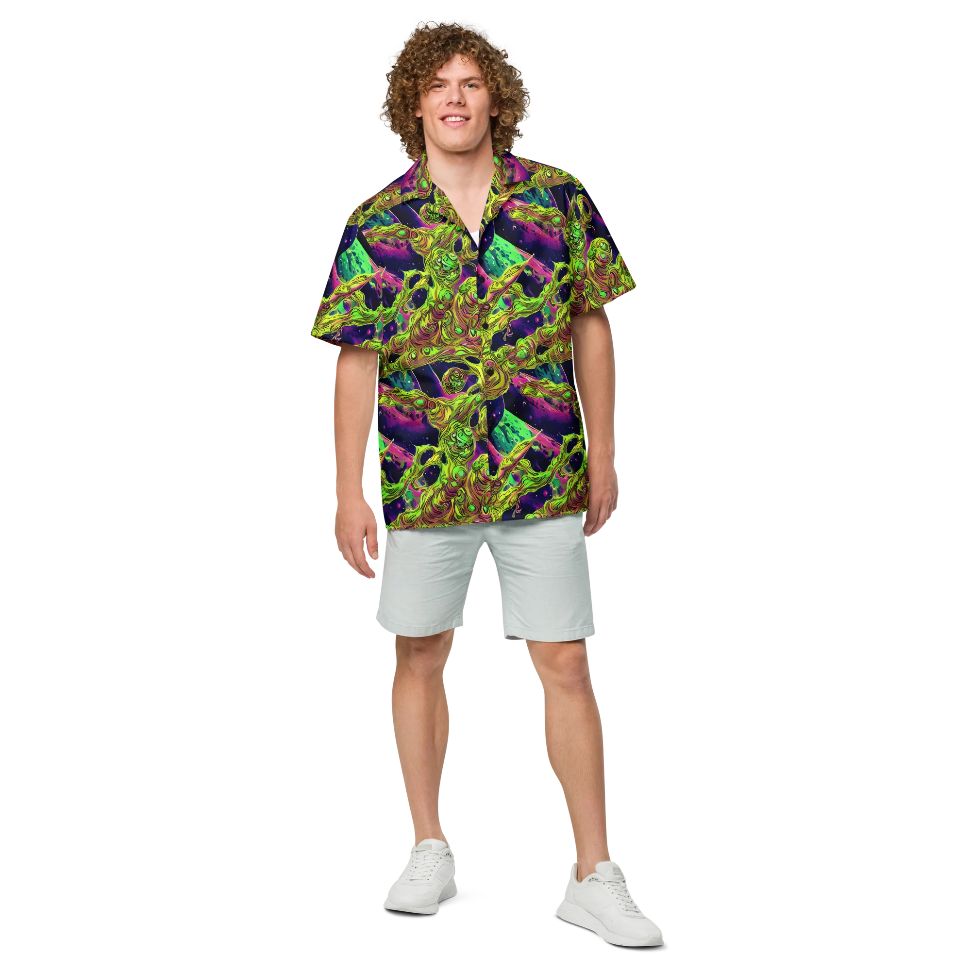 Neon Moonfall on Button Shirt — Front