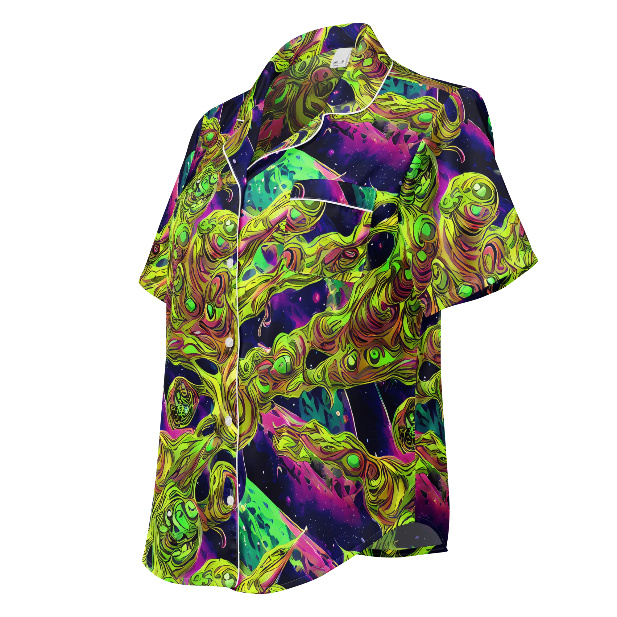 Neon Moonfall on Women's Short Sleeve Pajama Top — Left Front