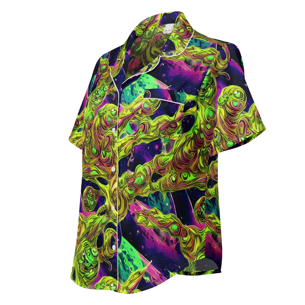 Neon Moonfall on Women's Short Sleeve Pajama Top — Left Front