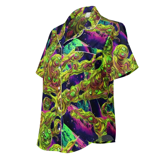 Neon Moonfall on a Women's Short Sleeve Pajama Top