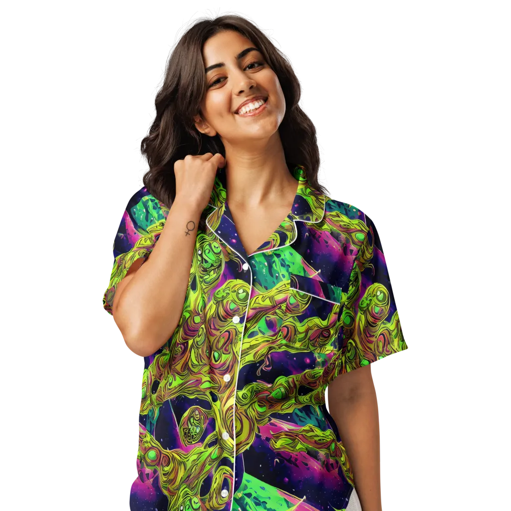 Neon Moonfall on Women's Short Sleeve Pajama Top — Front