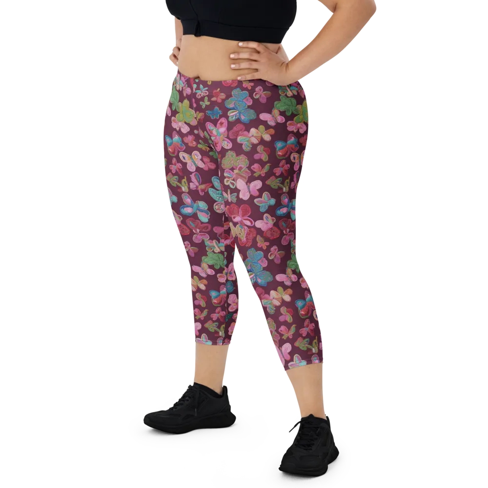 Butterfly Brocade on Capri Leggings — Front