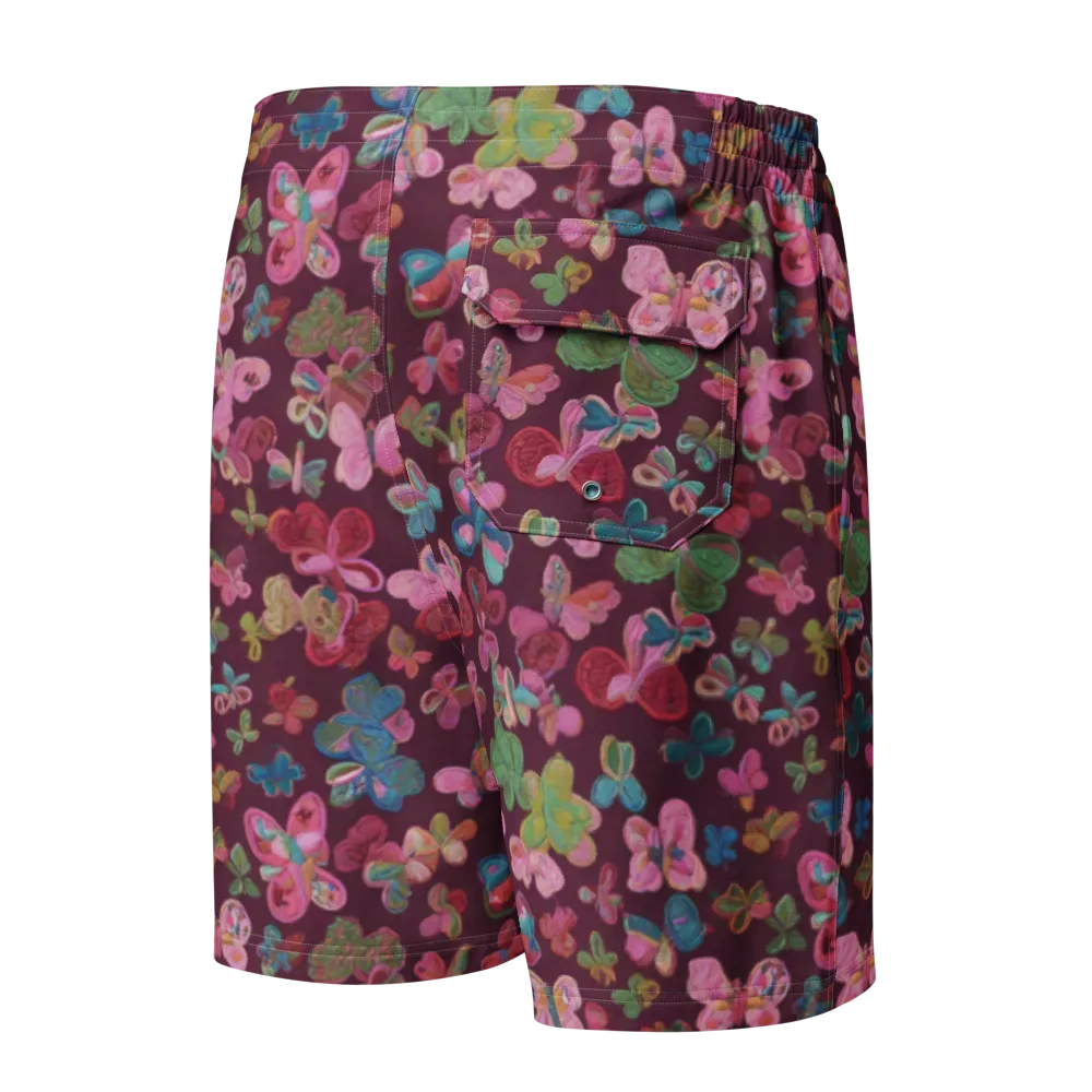 Butterfly Brocade on Men's Board Shorts — Back