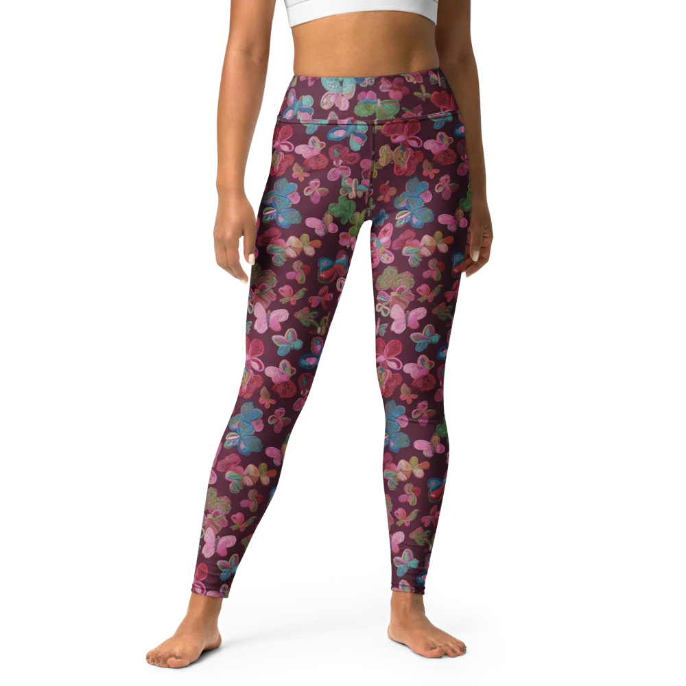 Butterfly Brocade on Yoga Leggings — Front