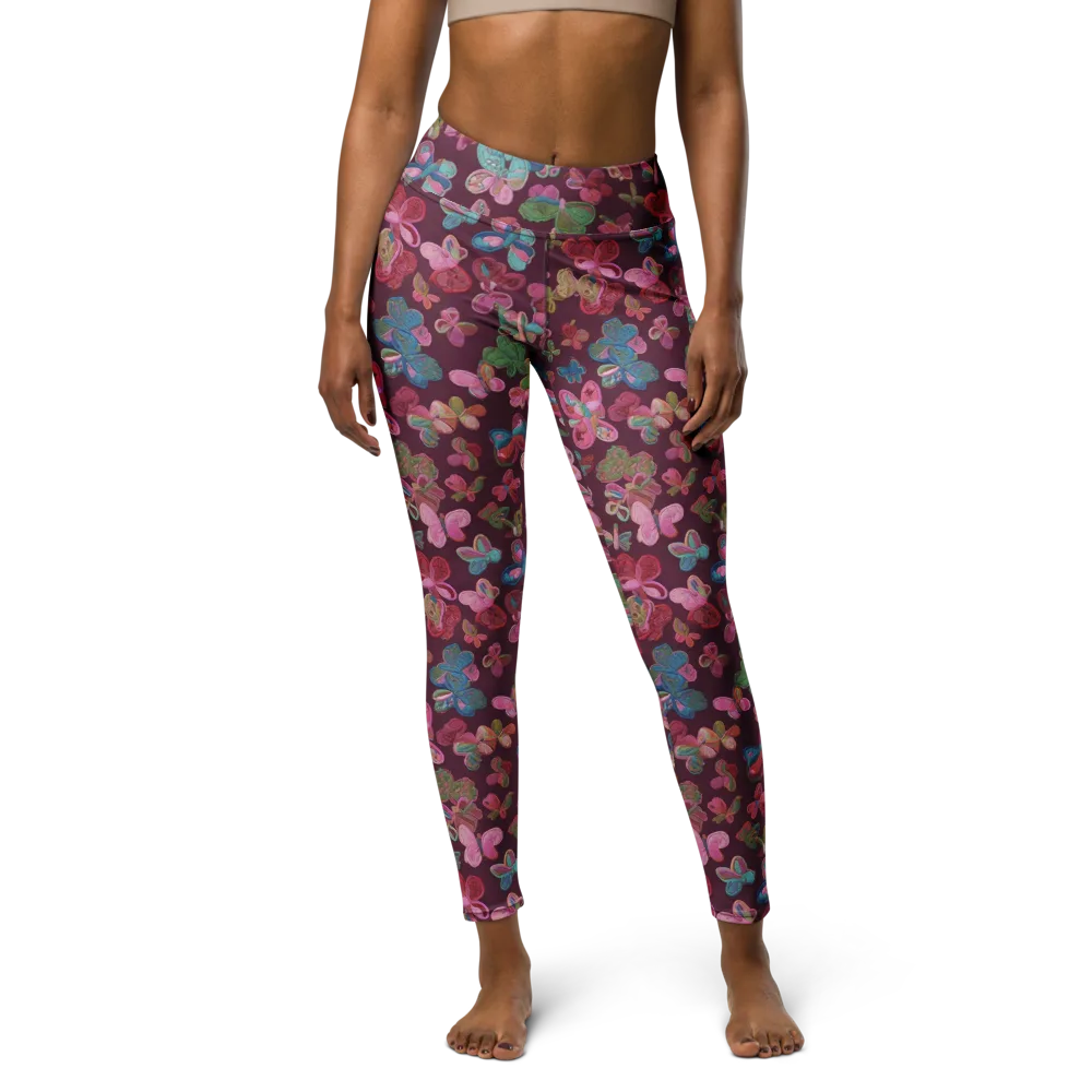 Butterfly Brocade on Yoga Leggings — Front