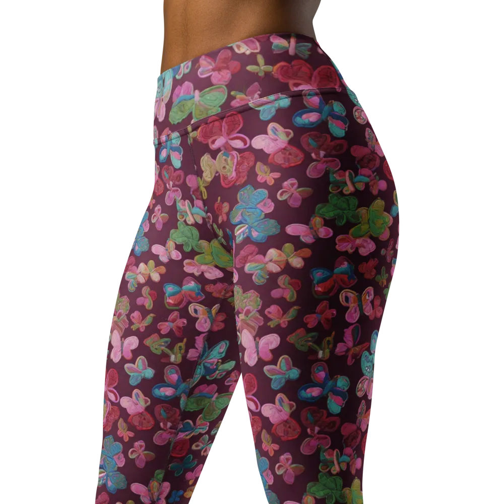 Butterfly Brocade on Yoga Leggings — Left Front