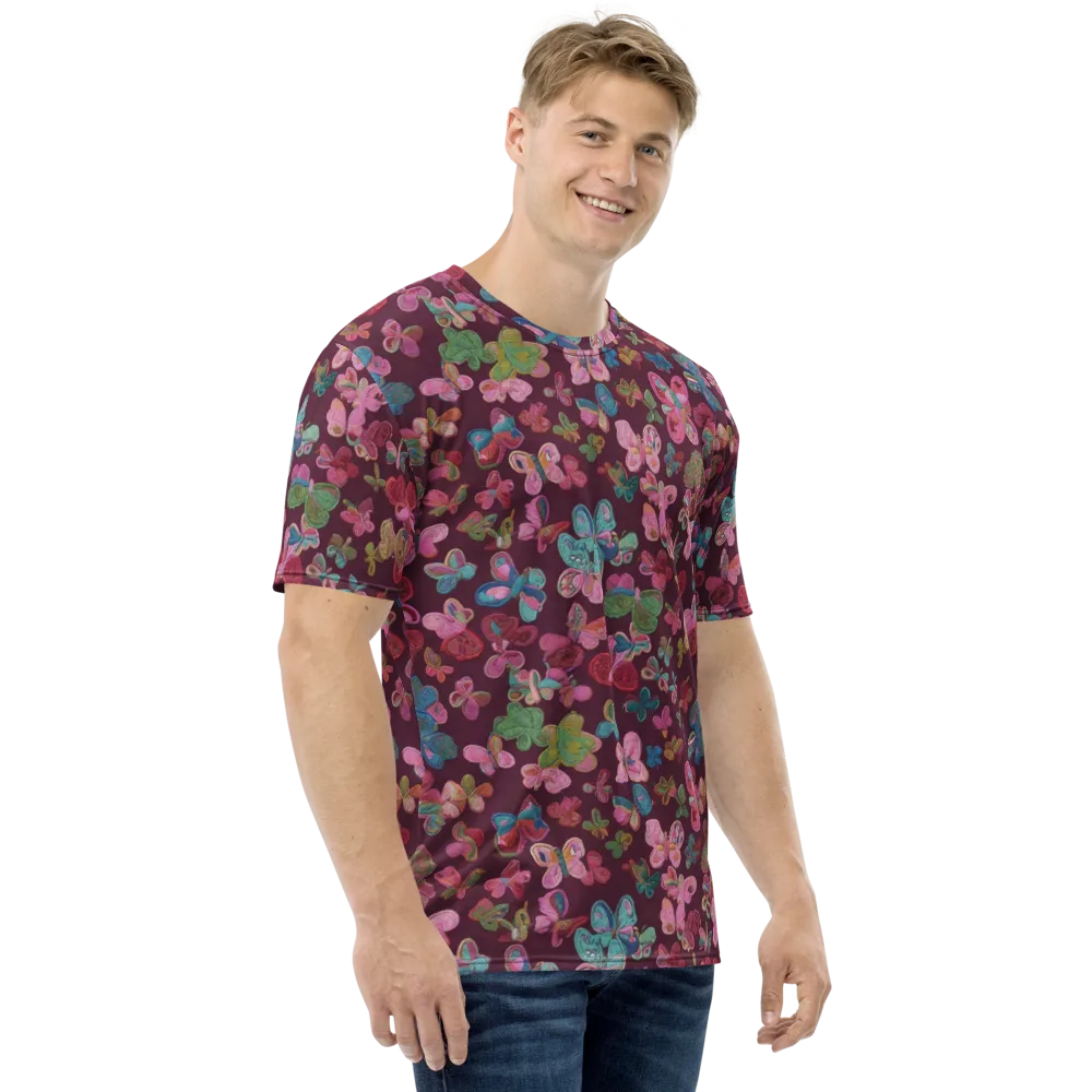 Butterfly Brocade on Men's Crew Neck T-Shirt — Right