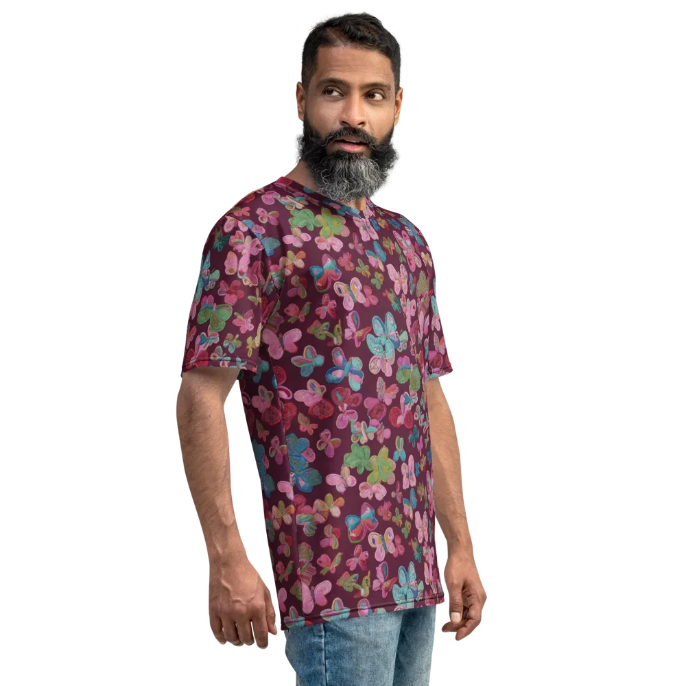 Butterfly Brocade on Men's Crew Neck T-Shirt — Right