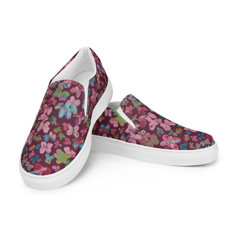 Butterfly Brocade on Men's Slip-On Canvas Shoes — Left Front