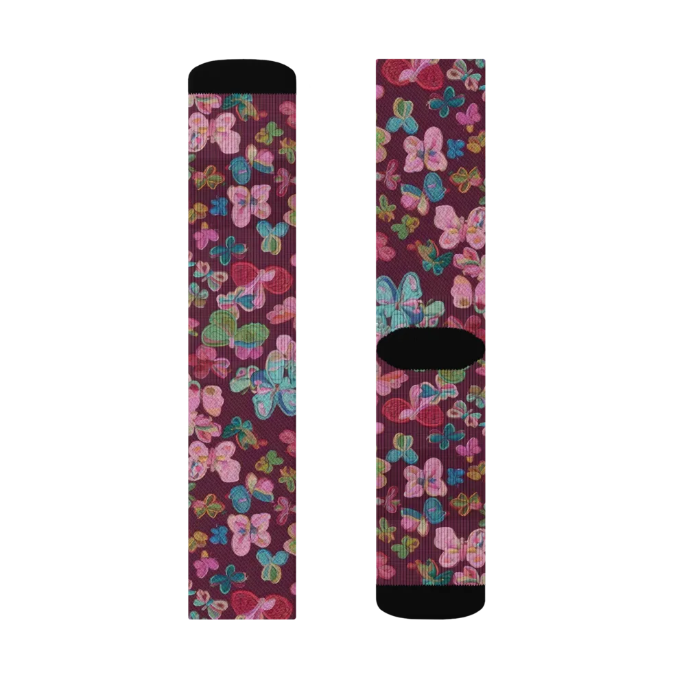 Butterfly Brocade on Socks — Left Sock