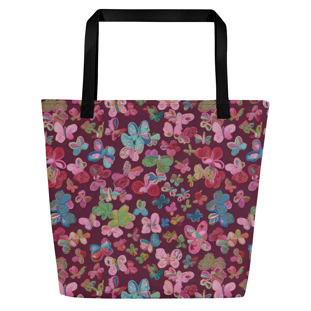 Butterfly Brocade on Large Tote Bag W/ Pocket — Front