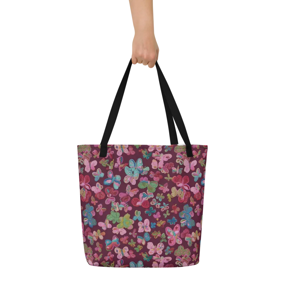 Butterfly Brocade on Large Tote Bag W/ Pocket — Front