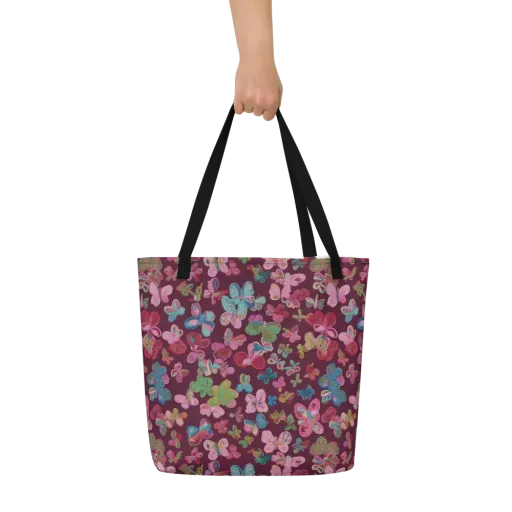 Butterfly Brocade on a Large Tote Bag W/ Pocket