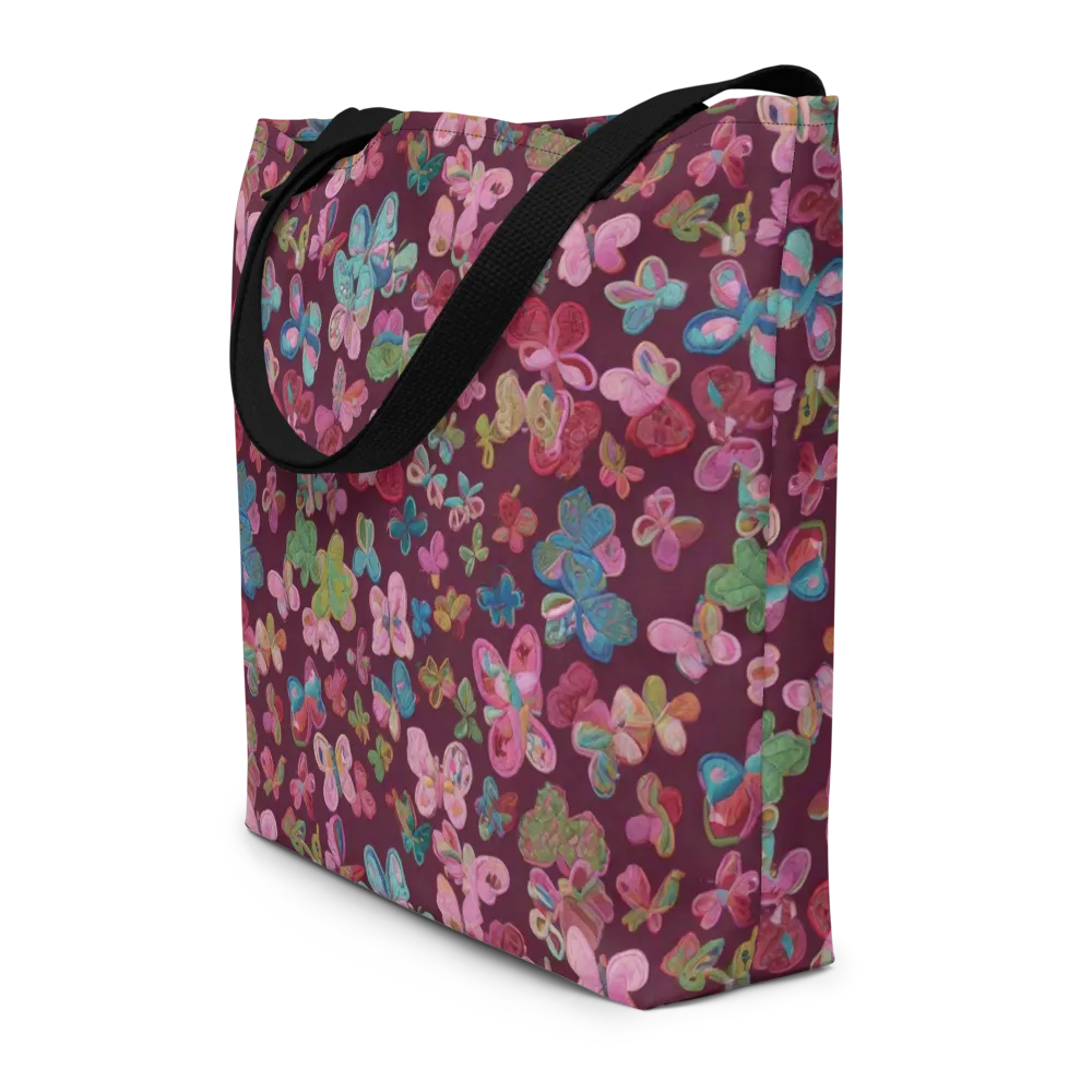 Butterfly Brocade on Large Tote Bag W/ Pocket — Front
