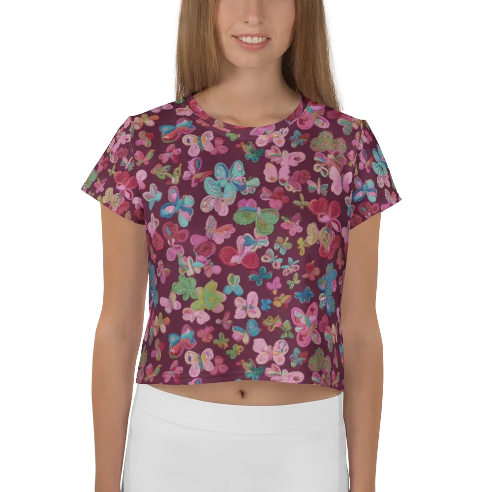 Butterfly Brocade on Crop Tee — Front