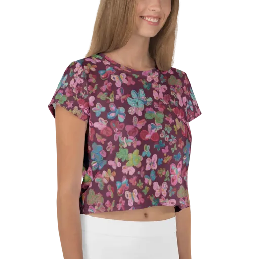 Butterfly Brocade on a Crop Tee