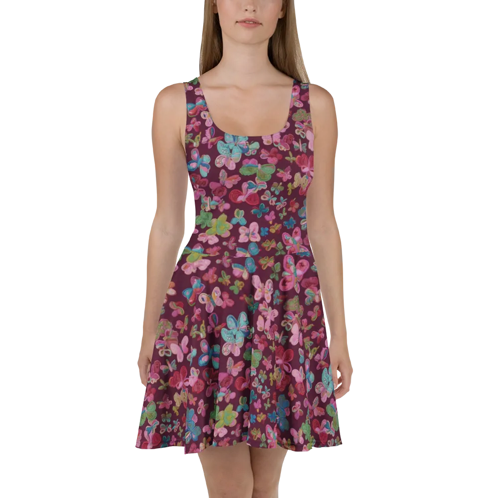 Butterfly Brocade on Skater Dress — Front