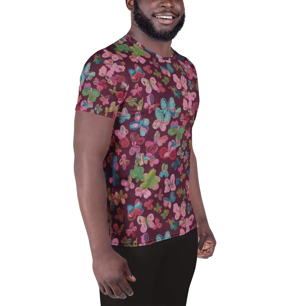 Butterfly Brocade on Men's Athletic T-Shirt — Right
