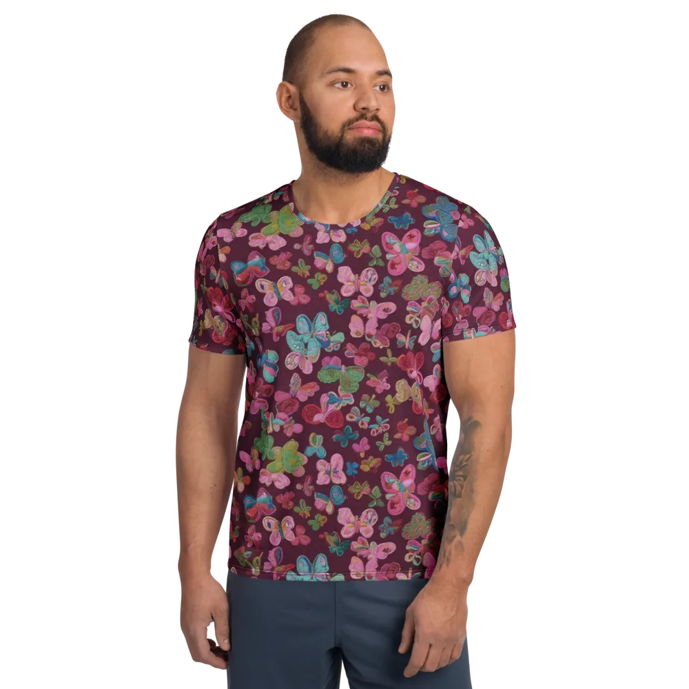 Butterfly Brocade on Men's Athletic T-Shirt — Front