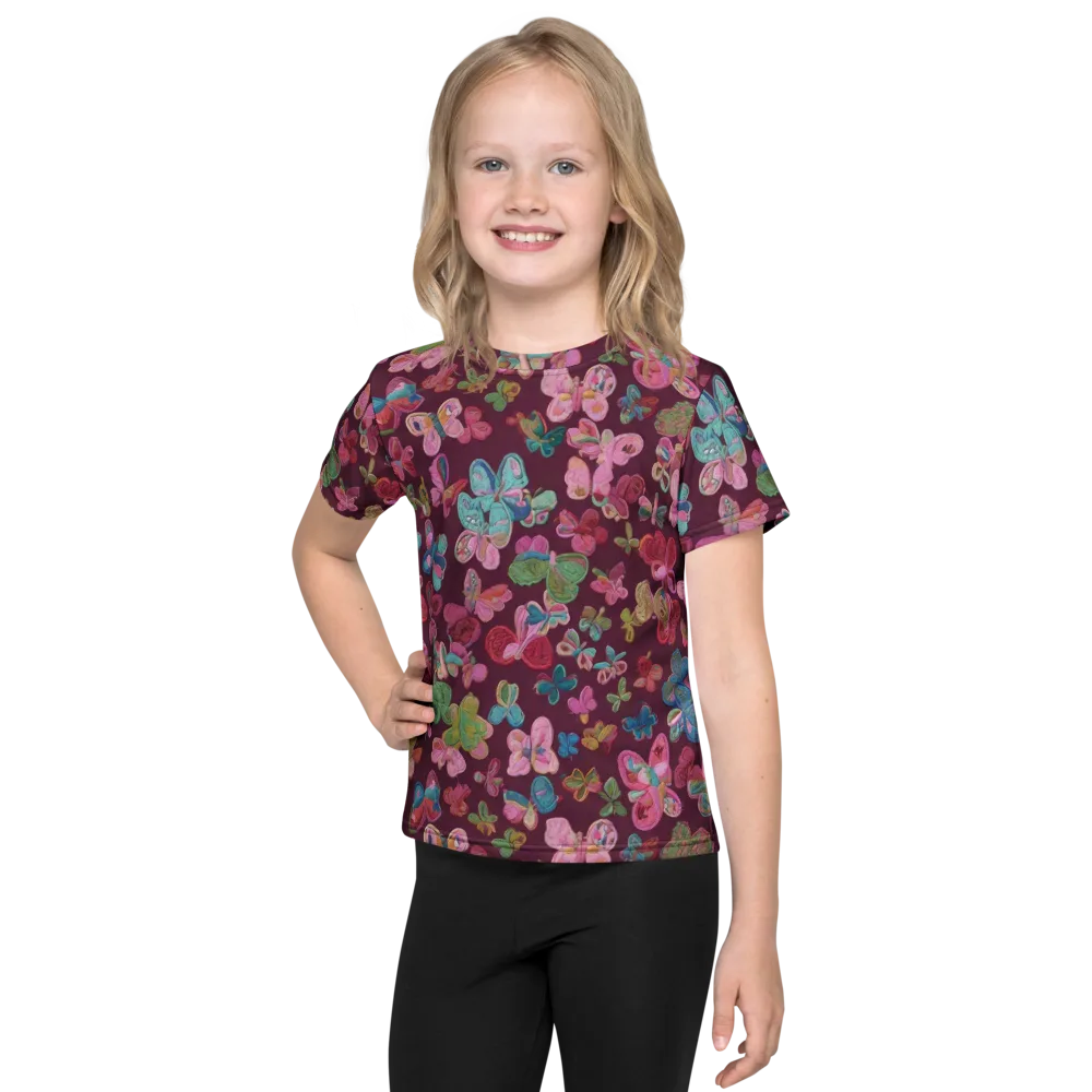 Butterfly Brocade on Kids Crew Neck T-Shirt — Front