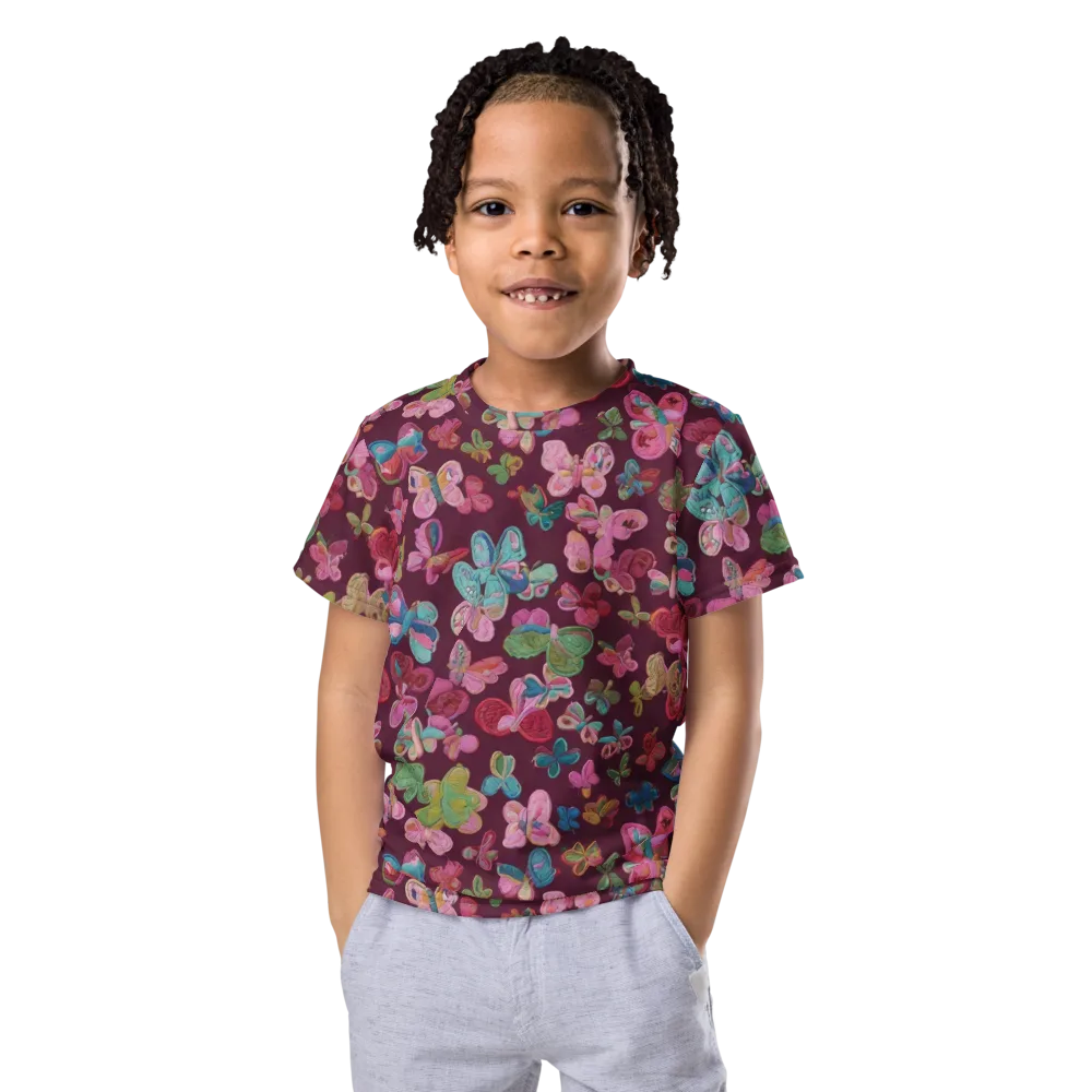 Butterfly Brocade on Kids Crew Neck T-Shirt — Front