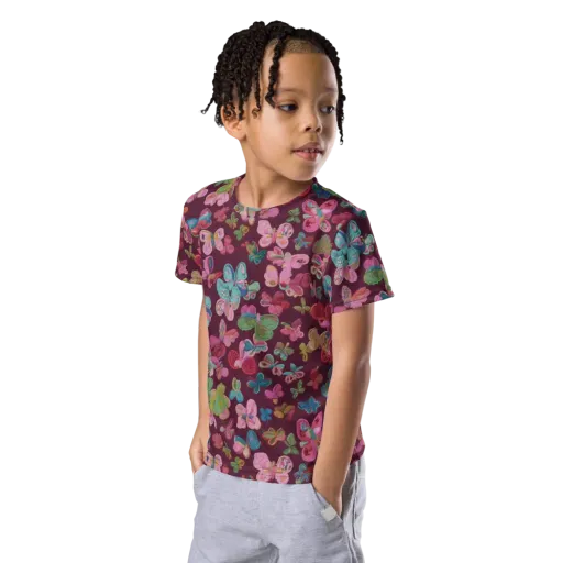 Butterfly Brocade on a Kids Crew Neck T-Shirt