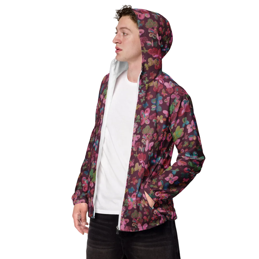 Butterfly Brocade on Men's Windbreaker — Left Front